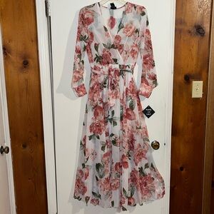 Floral Long Sleeve Dress with Belt